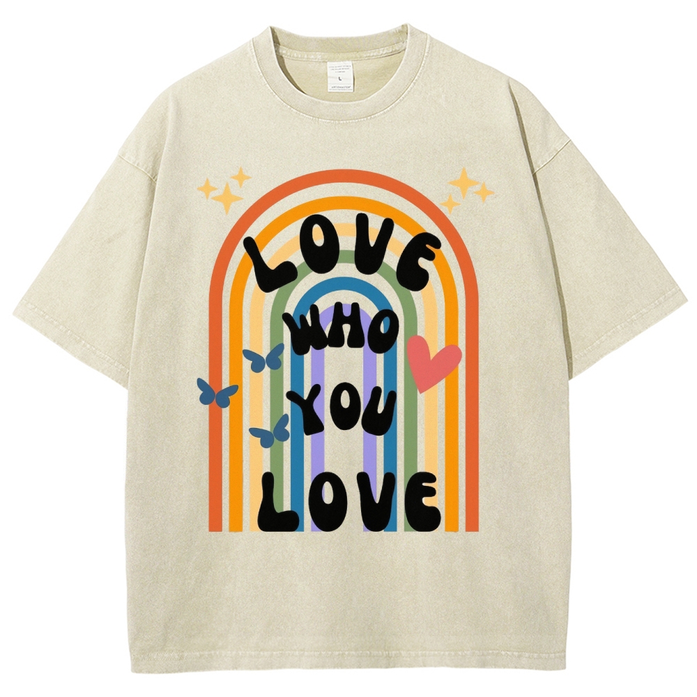 Love Who You Love Vintage Snowflake Washed T-Shirt Customscool