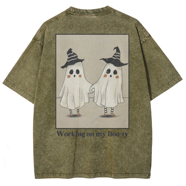 Working On My Booty Vintage Snowflake Washed T-Shirt