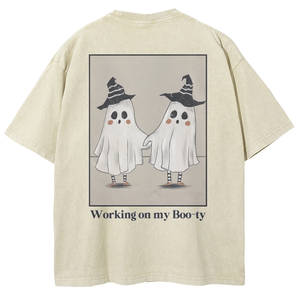 Working On My Booty Vintage Snowflake Washed T-Shirt