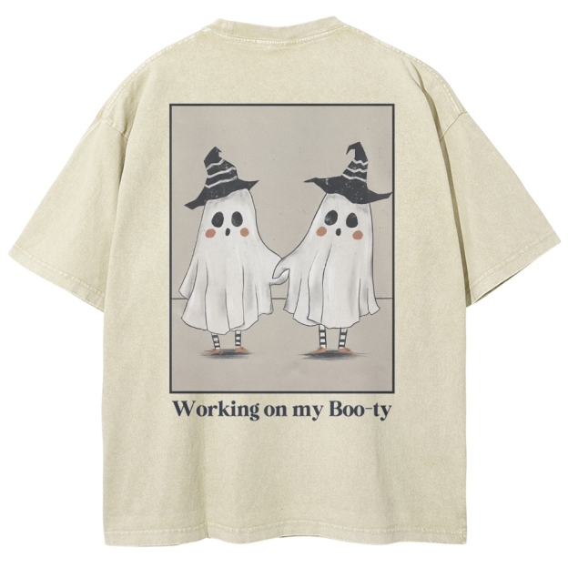 Working On My Booty Vintage Snowflake Washed T-Shirt
