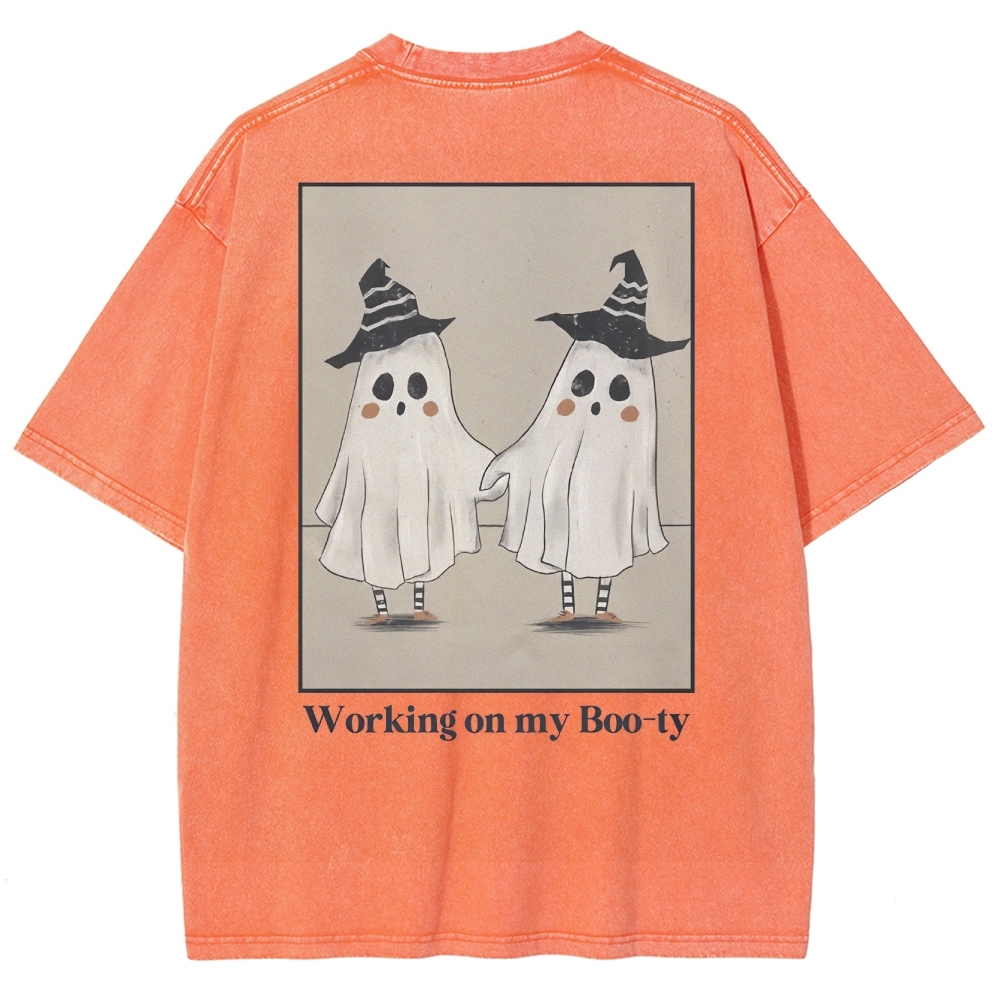 Working On My Booty Vintage Snowflake Washed T-Shirt