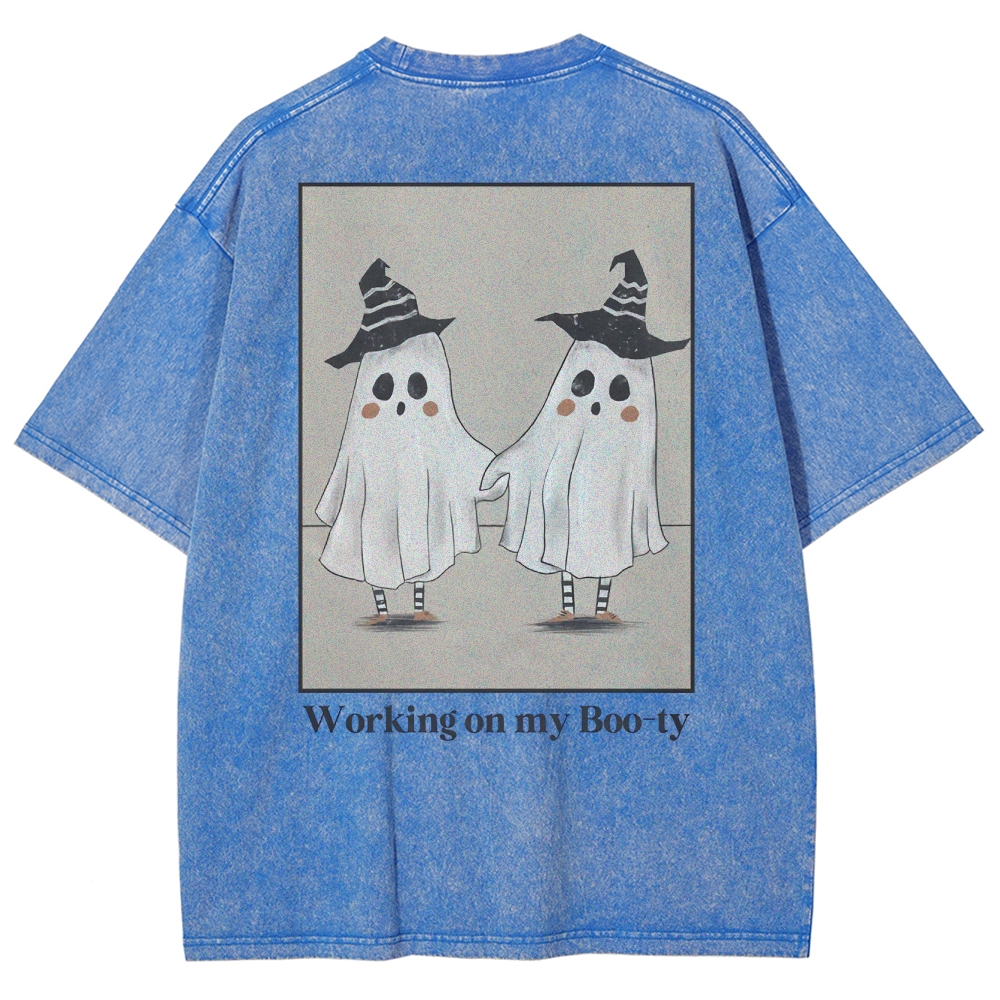 Working On My Booty Vintage Snowflake Washed T-Shirt