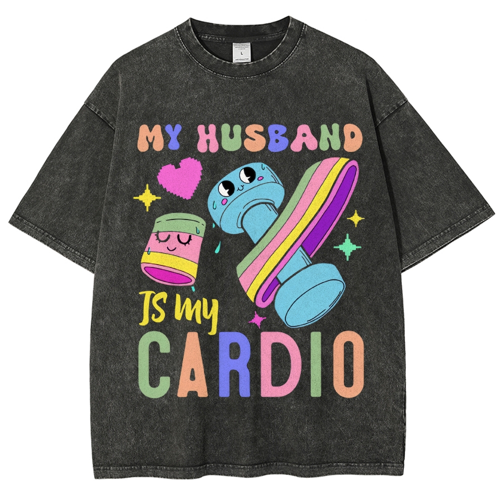 My Husband Is My Cardio Vintage Snowflake Washed T-Shirt