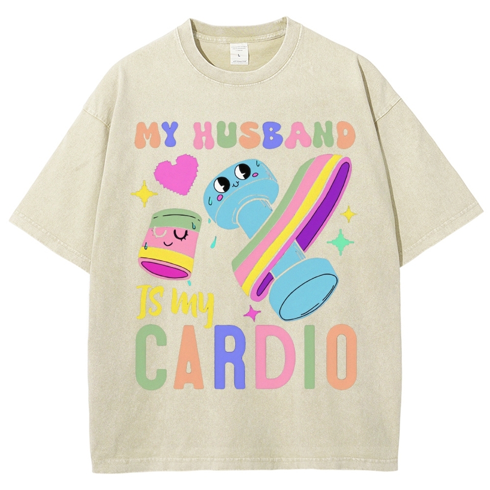 My Husband Is My Cardio Vintage Snowflake Washed T-Shirt