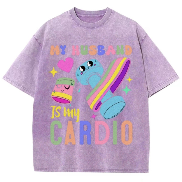 My Husband Is My Cardio Vintage Snowflake Washed T-Shirt