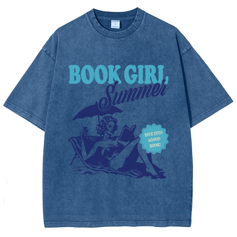 Book Girl Summer Washed T-Shirt