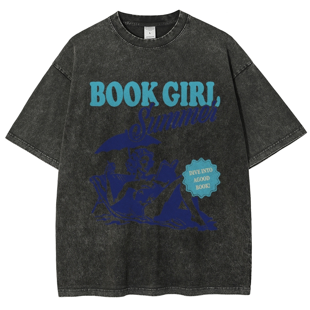 Book Girl Summer Washed T-Shirt