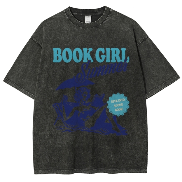 Book Girl Summer Washed T-Shirt