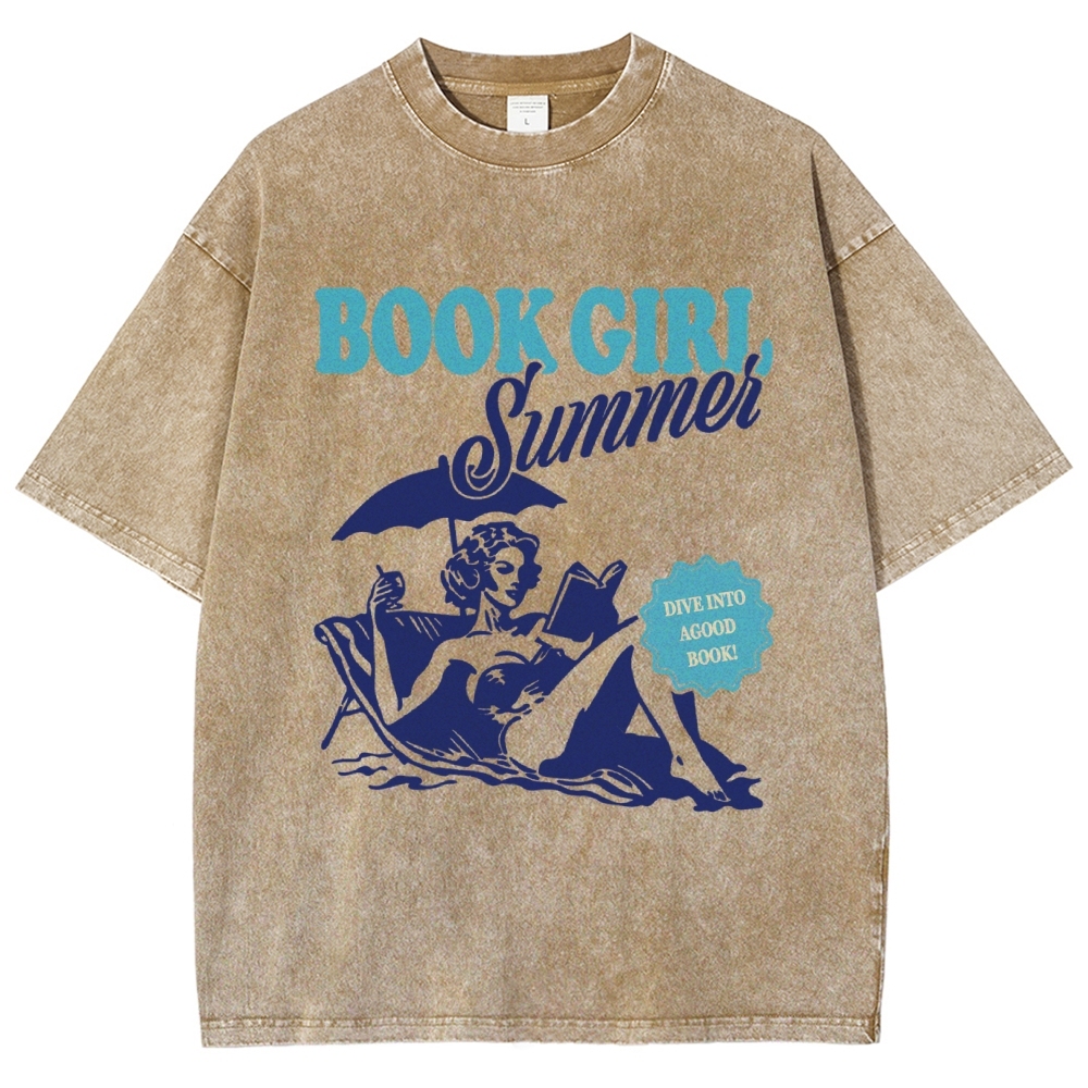 Book Girl Summer Washed T-Shirt