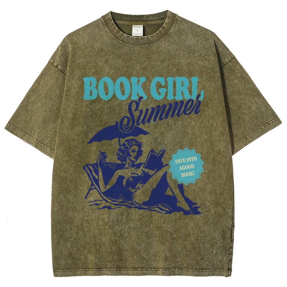 Book Girl Summer Washed T-Shirt