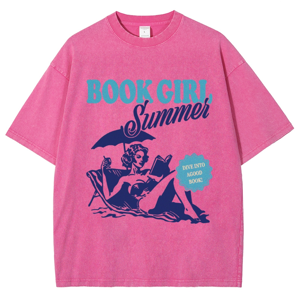 Book Girl Summer Washed T-Shirt