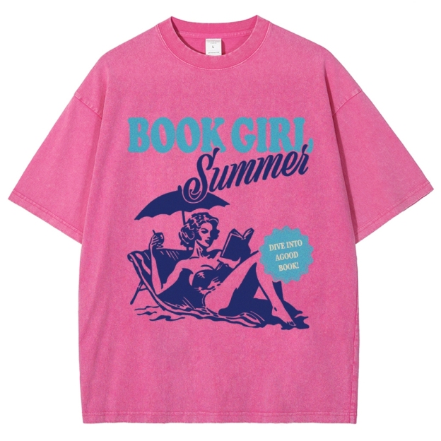 Book Girl Summer Washed T-Shirt