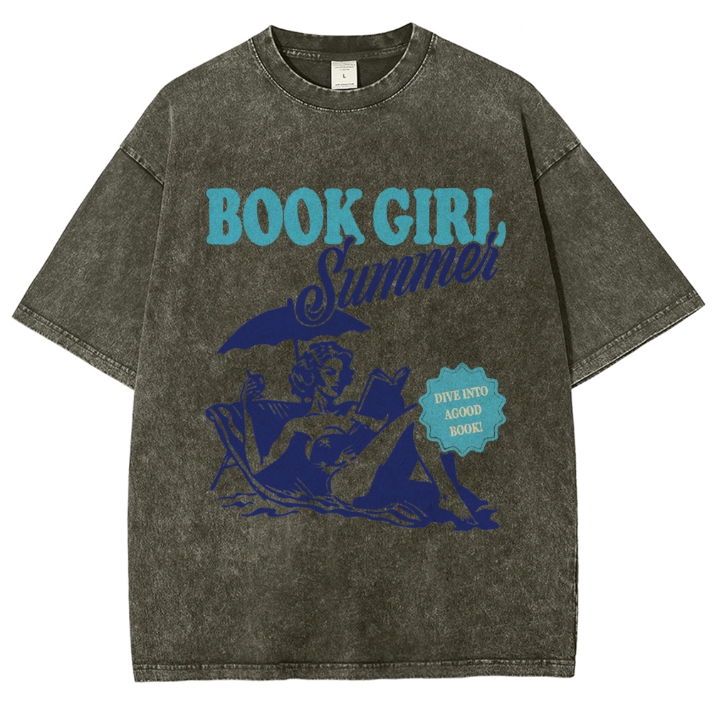 Book Girl Summer Washed T-Shirt