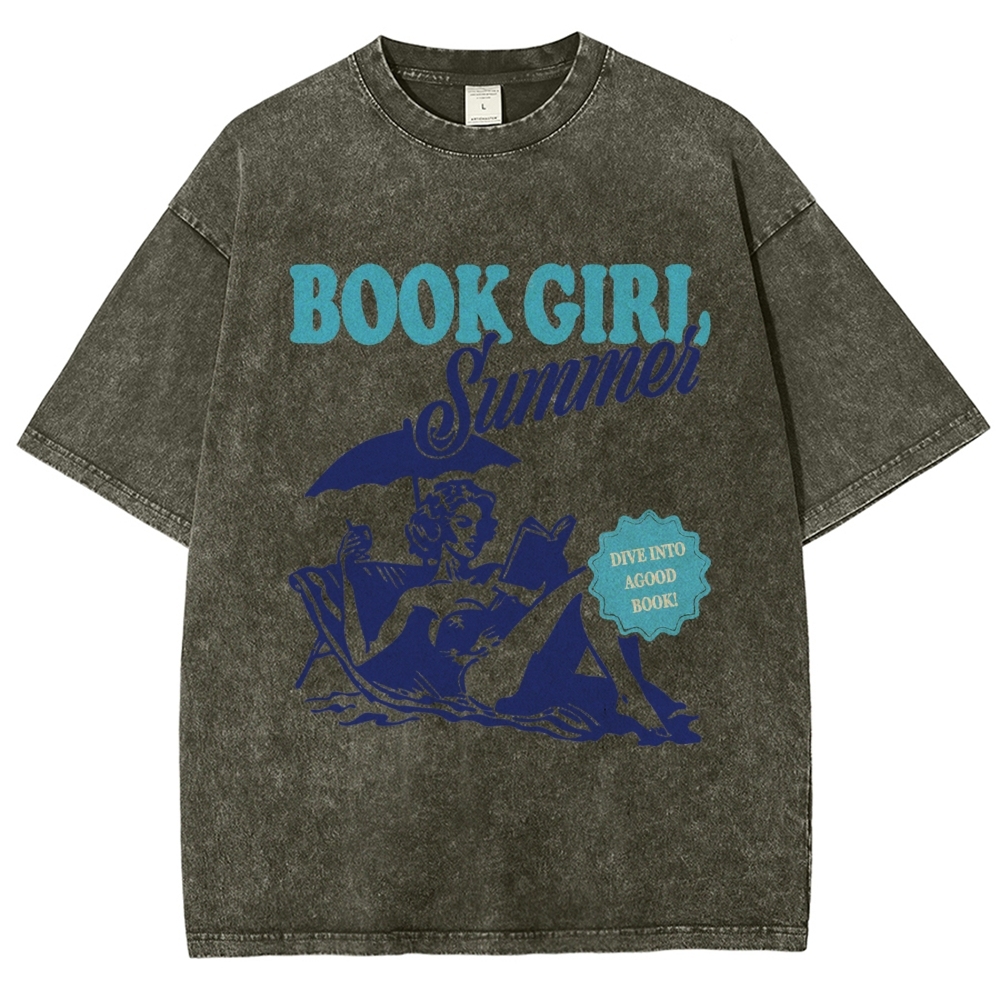 Book Girl Summer Washed T-Shirt