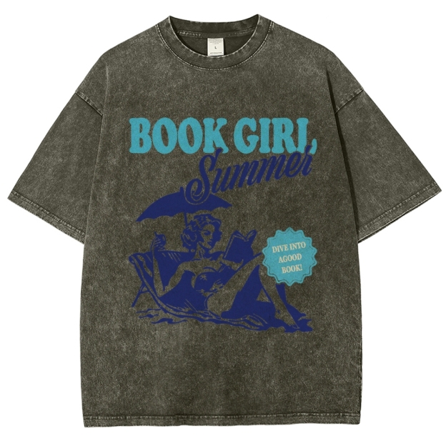 Book Girl Summer Washed T-Shirt