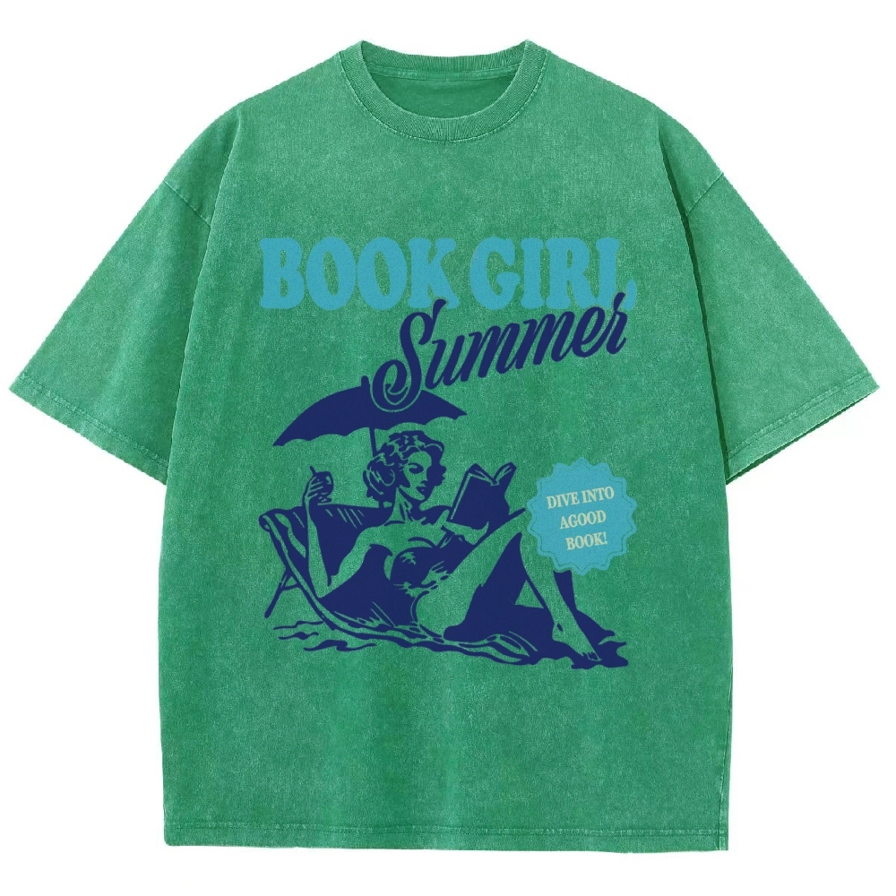 Book Girl Summer Washed T-Shirt
