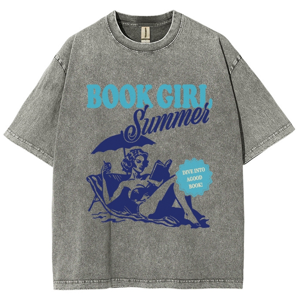 Book Girl Summer Washed T-Shirt