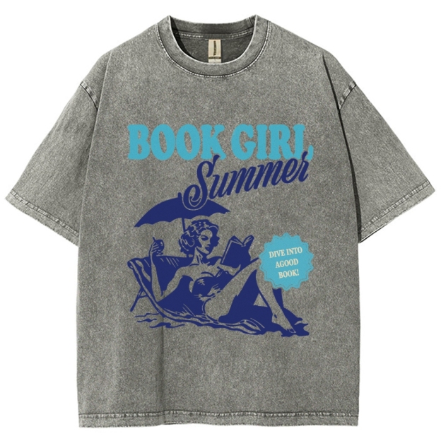 Book Girl Summer Washed T-Shirt