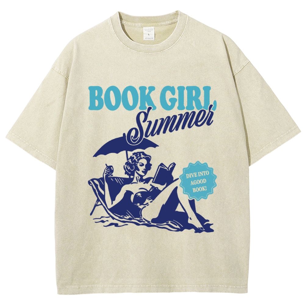 Book Girl Summer Washed T-Shirt
