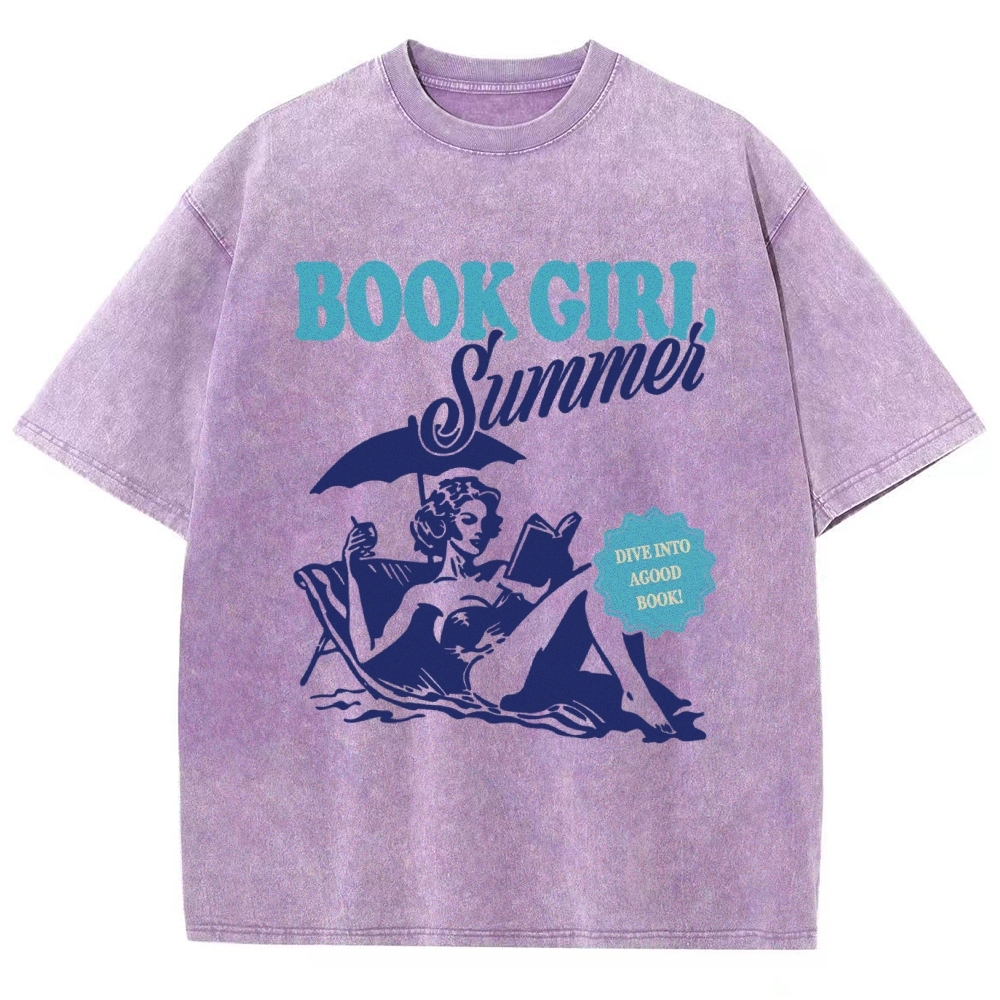 Book Girl Summer Washed T-Shirt