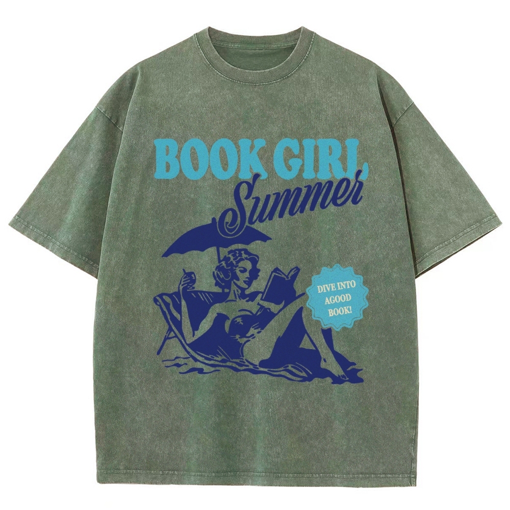 Book Girl Summer Washed T-Shirt