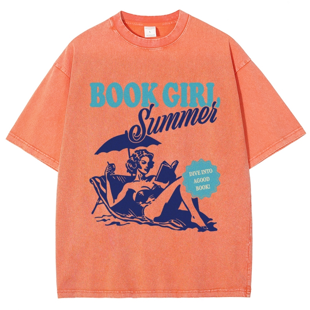 Book Girl Summer Washed T-Shirt