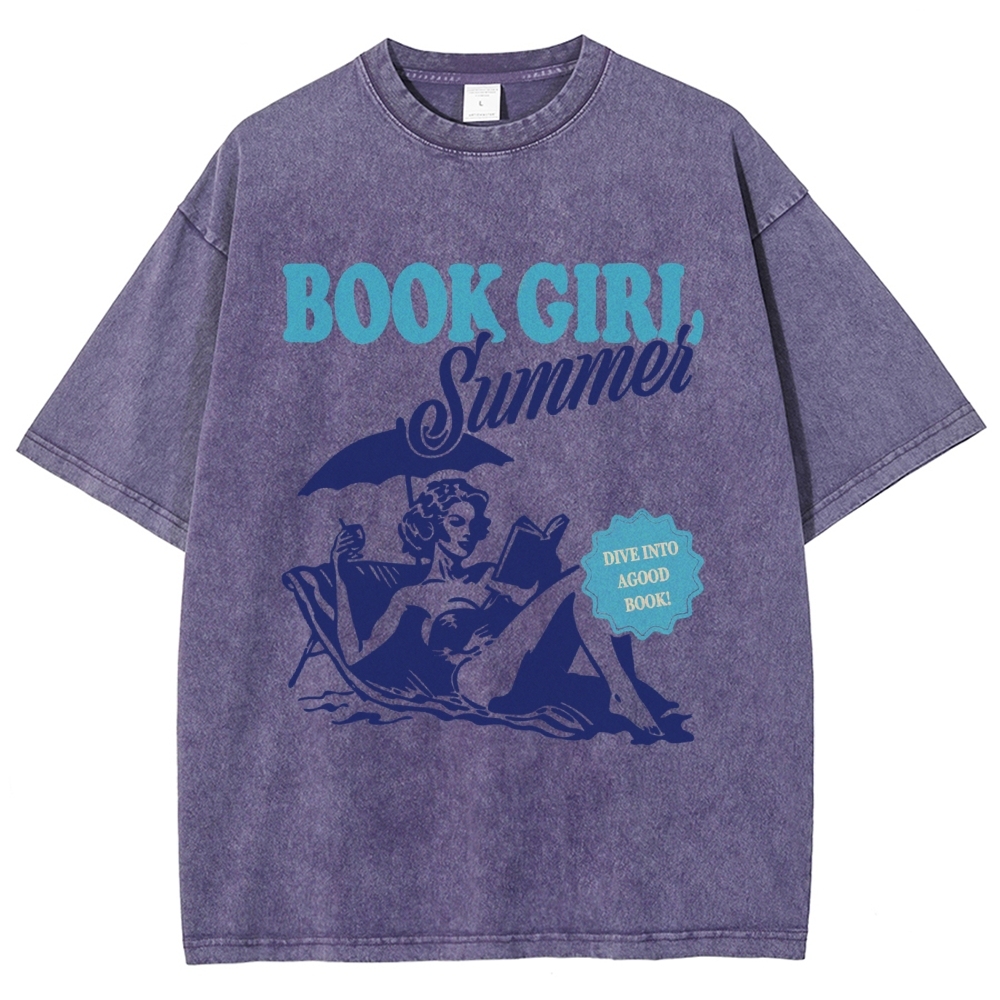 Book Girl Summer Washed T-Shirt