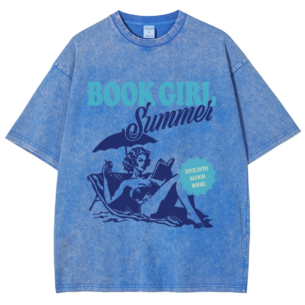Book Girl Summer Washed T-Shirt
