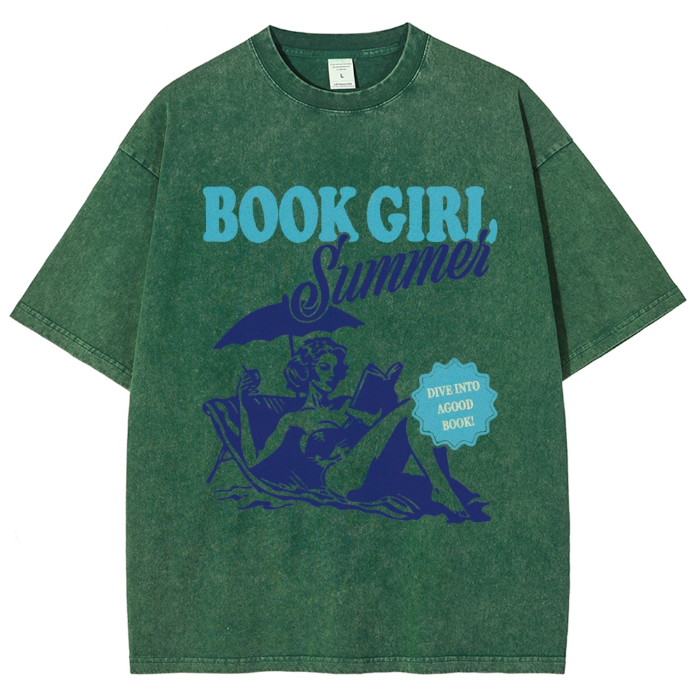 Book Girl Summer Washed T-Shirt
