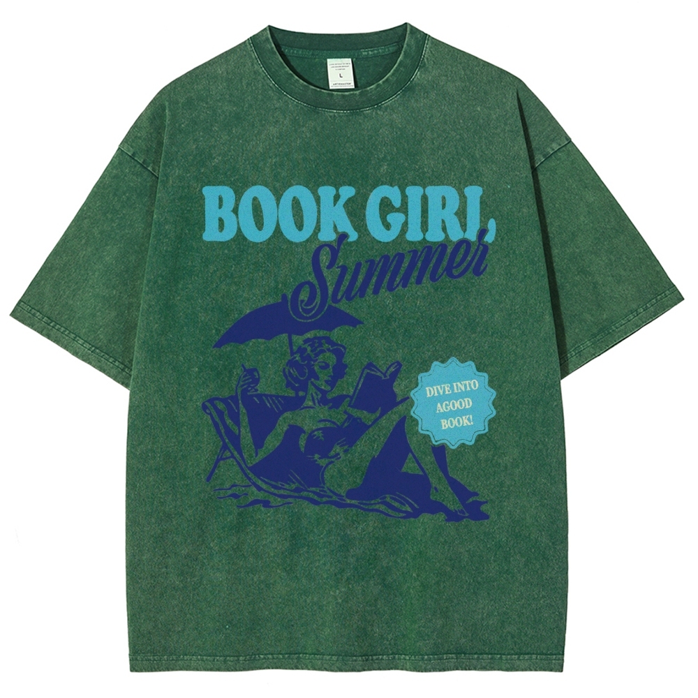 Book Girl Summer Washed T-Shirt