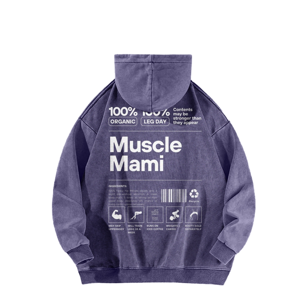 Muscle Mami Washed Long Sleeved Hoodie