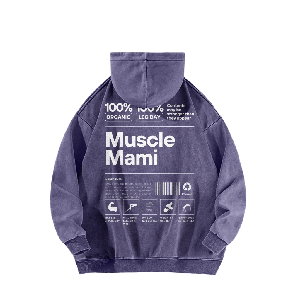 Muscle Mami Washed Long Sleeved Hoodie