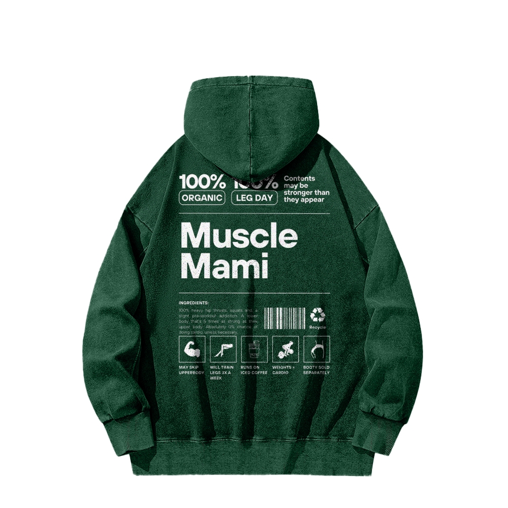 Muscle Mami Washed Long Sleeved Hoodie