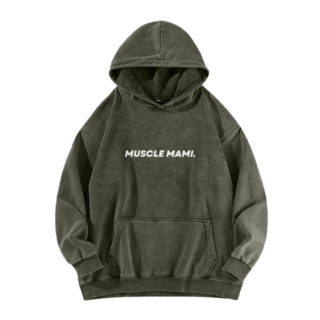 Muscle Mami Washed Long Sleeved Hoodie
