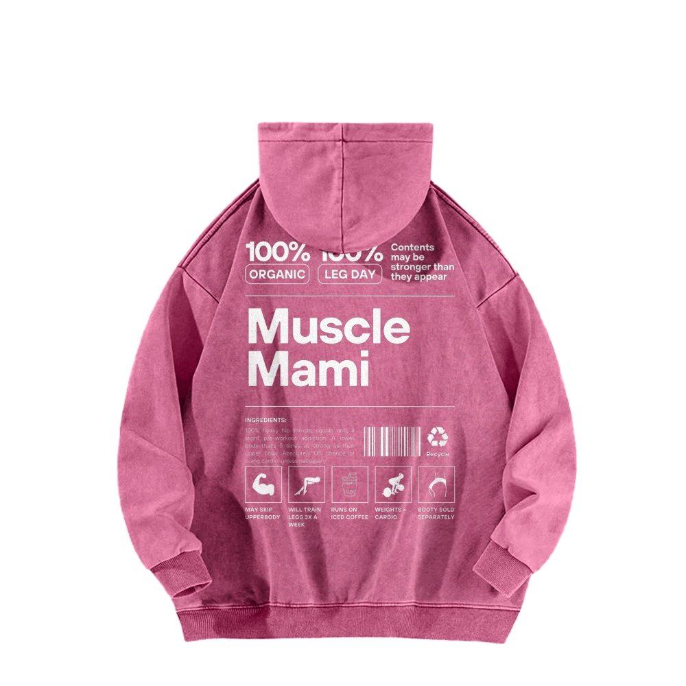 Muscle Mami Washed Long Sleeved Hoodie
