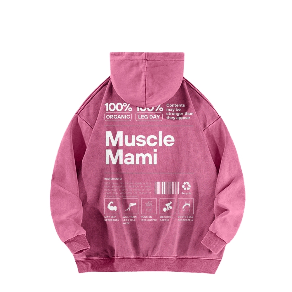 Muscle Mami Washed Long Sleeved Hoodie