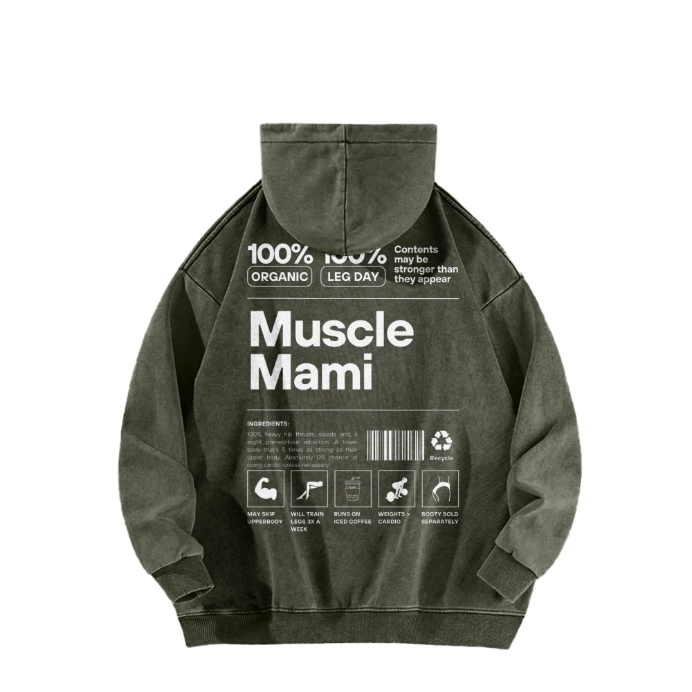 Muscle Mami Washed Long Sleeved Hoodie
