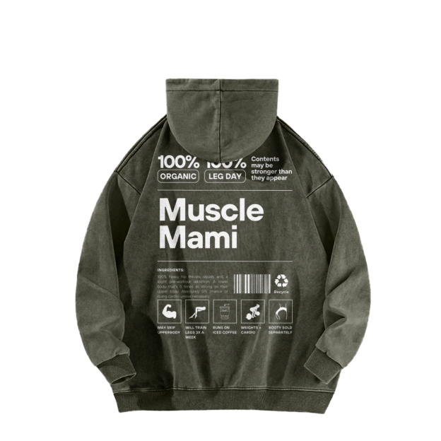 Muscle Mami Washed Long Sleeved Hoodie