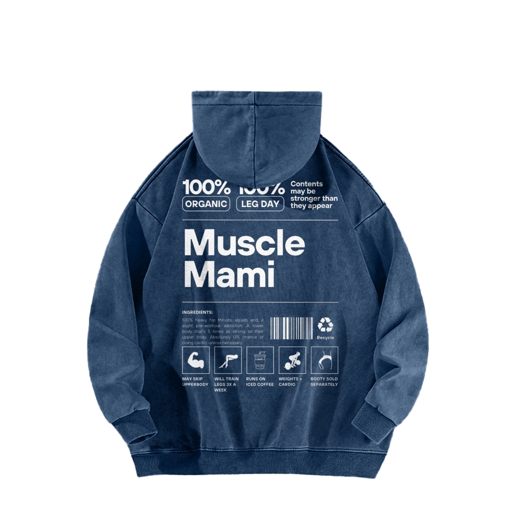 Muscle Mami Washed Long Sleeved Hoodie