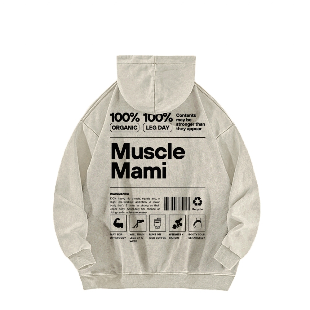 Muscle Mami Washed Long Sleeved Hoodie