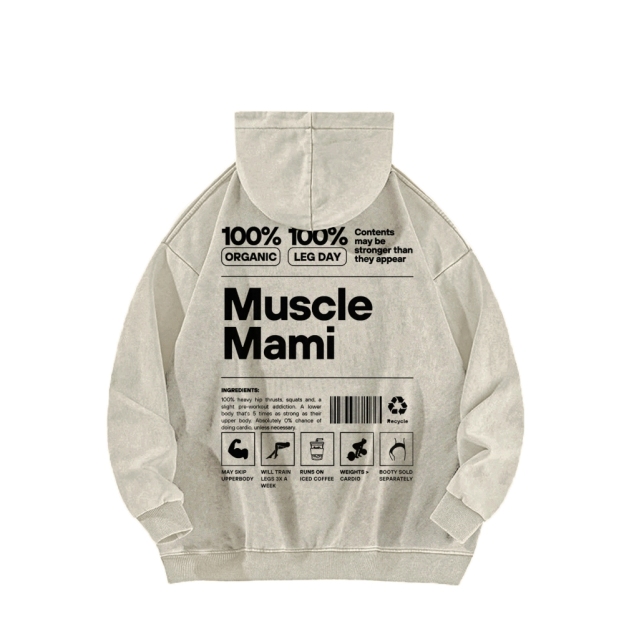 Muscle Mami Washed Long Sleeved Hoodie
