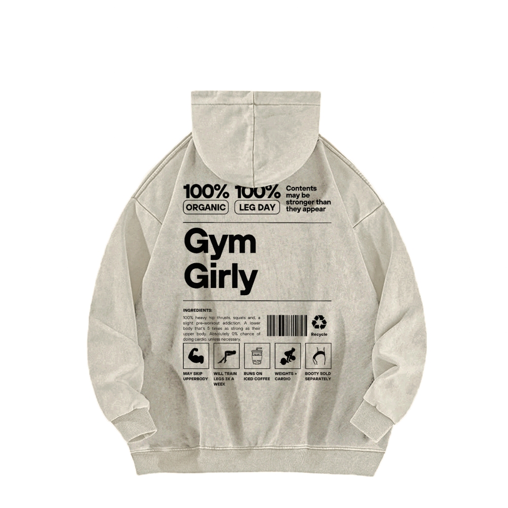 Gym Girl Washed Long Sleeved Hoodie