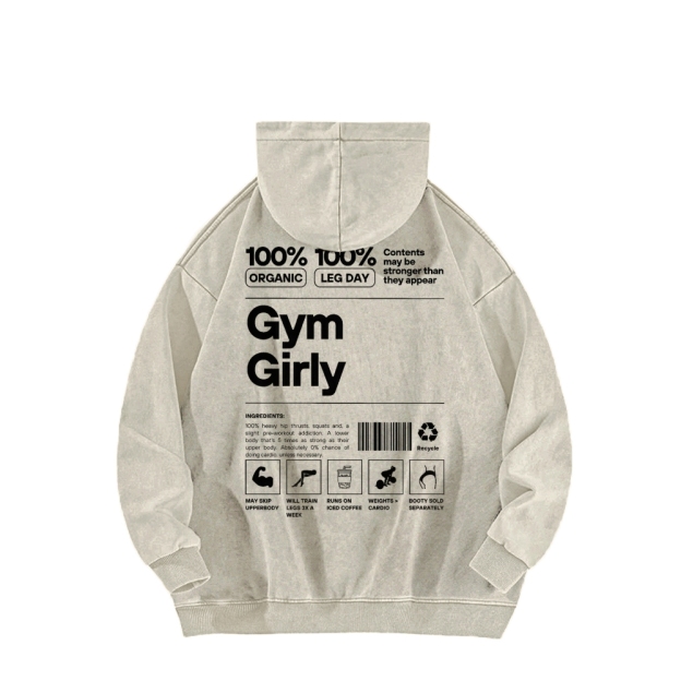 Gym Girl Washed Long Sleeved Hoodie