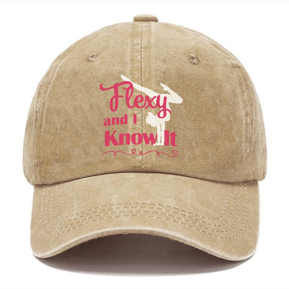 Flexy And I Know It Unisex Vintage Casual Washed Cap Customscool