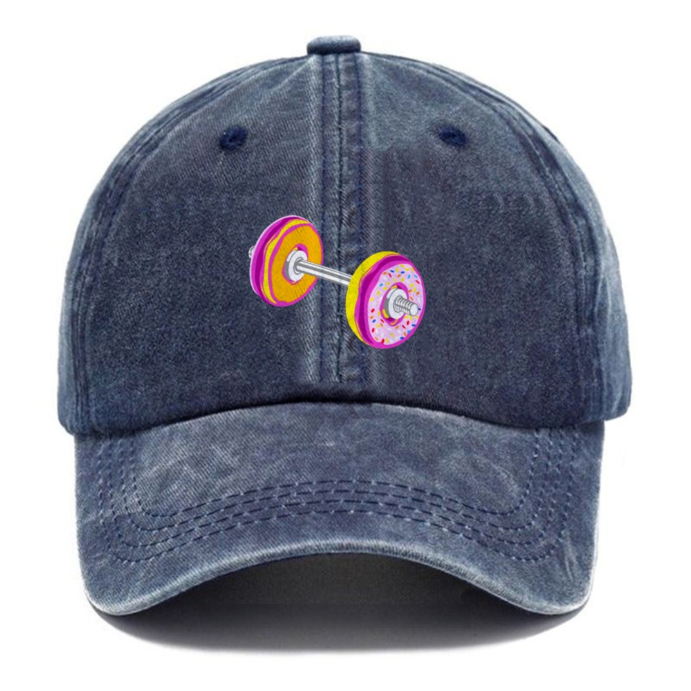 Donut Barbell Unisex Vintage Casual Washed Cap Customscool