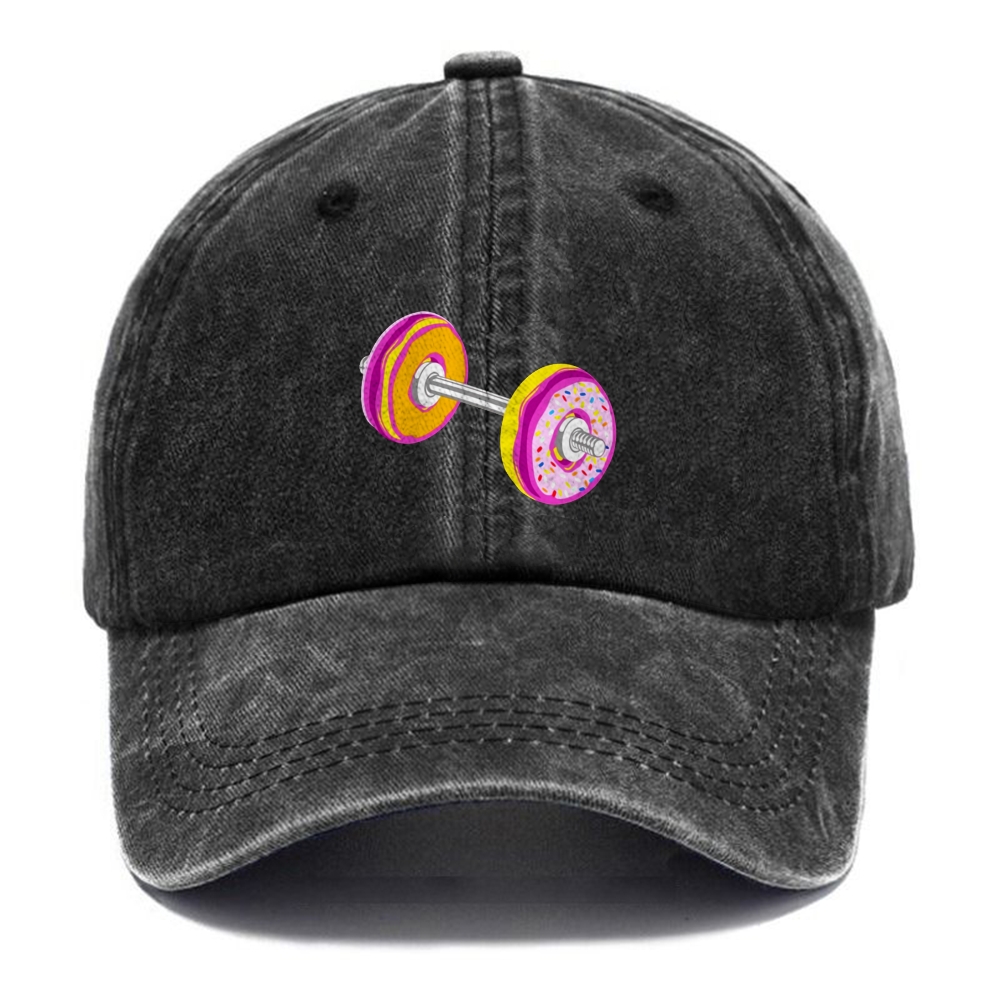 Donut Barbell Unisex Vintage Casual Washed Cap Customscool