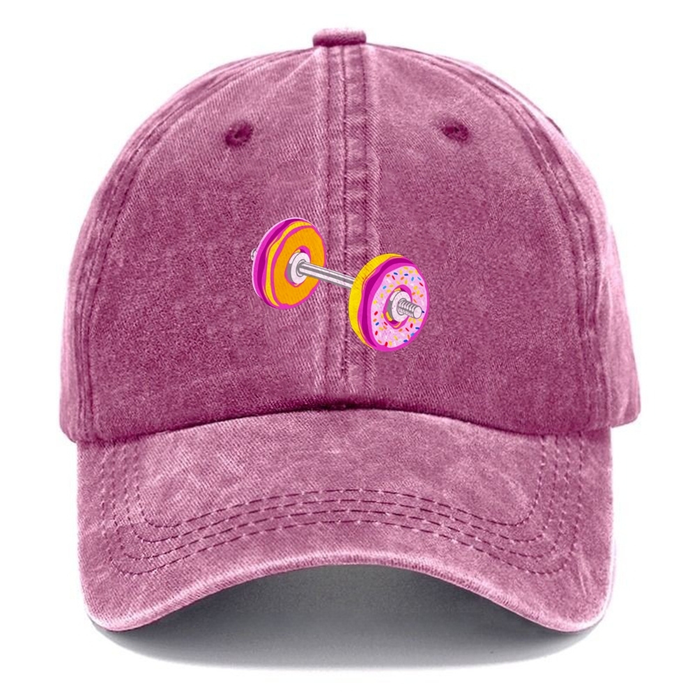 Donut Barbell Unisex Vintage Casual Washed Cap Customscool