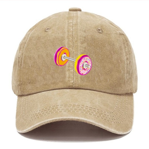 Donut Barbell Unisex Vintage Casual Washed Cap Customscool