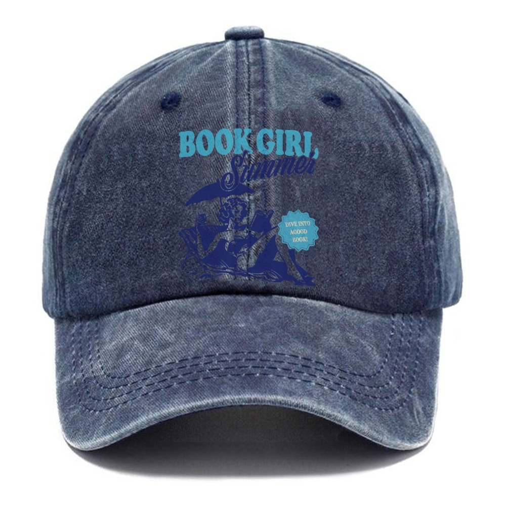 Book Girl Summer Unisex Vintage Casual Washed Cap Customscool