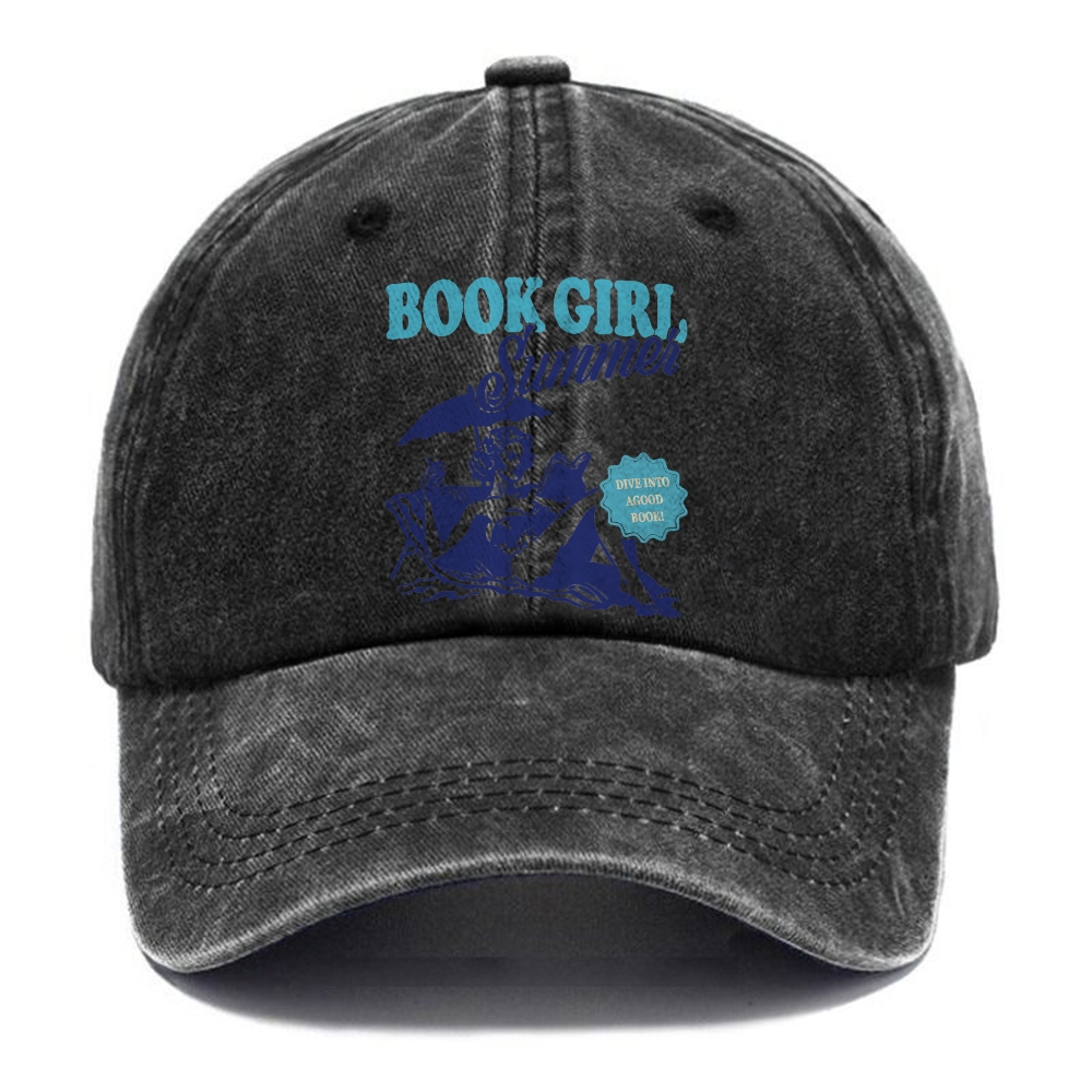 Book Girl Summer Unisex Vintage Casual Washed Cap Customscool